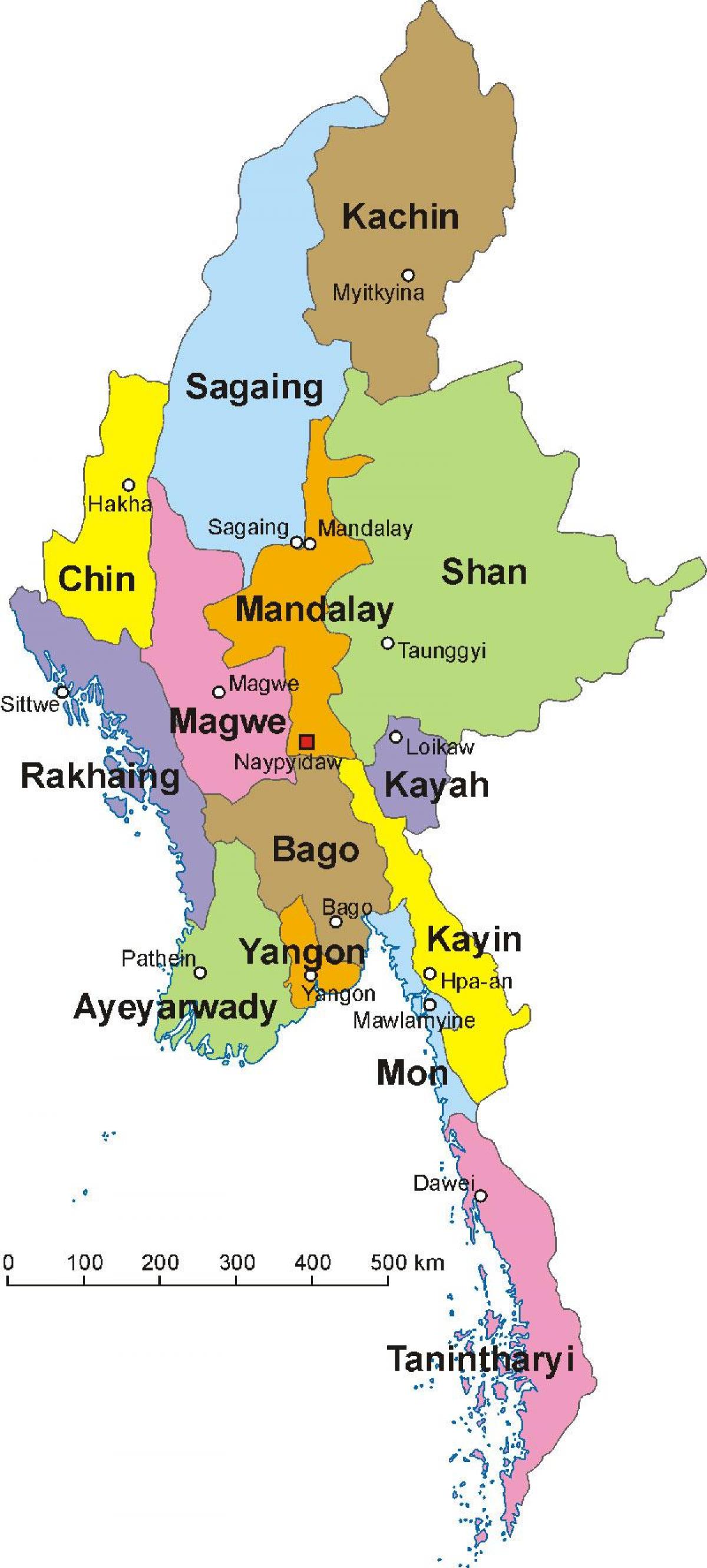 Mianmar mapa de fotos