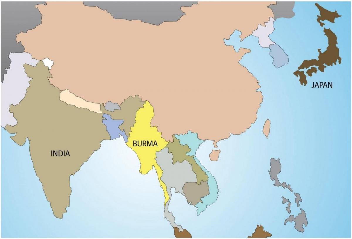 Mianmar no mapa