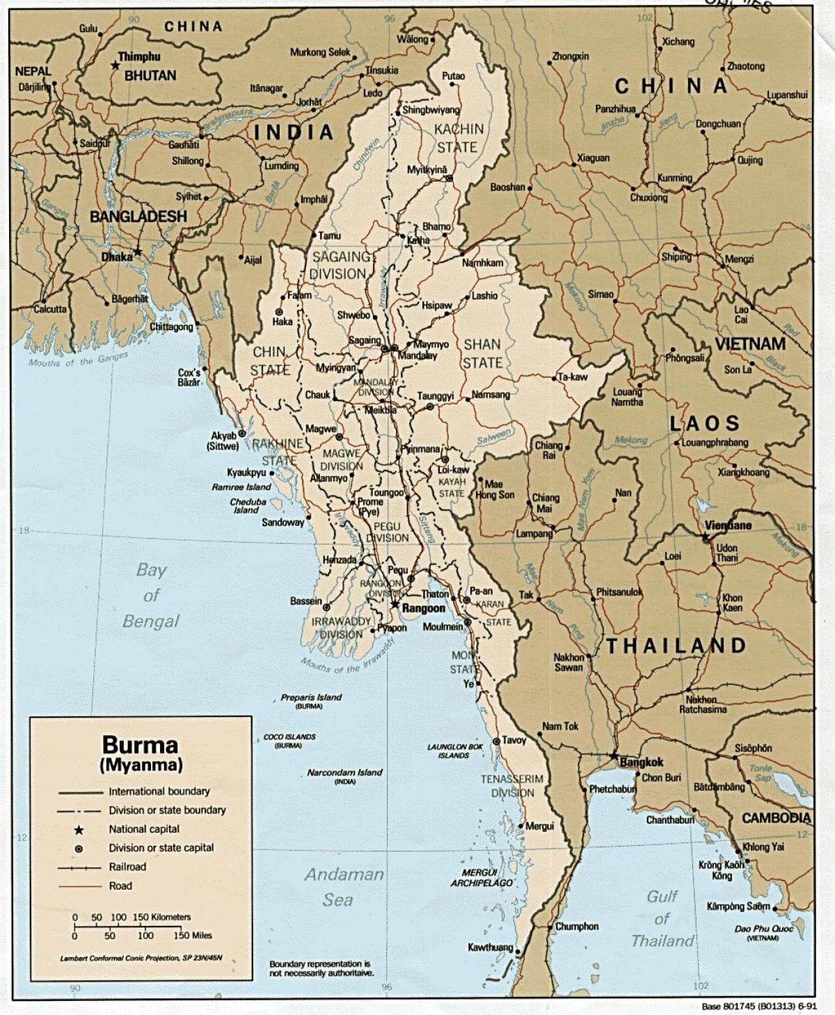 Mianmar mapa hd