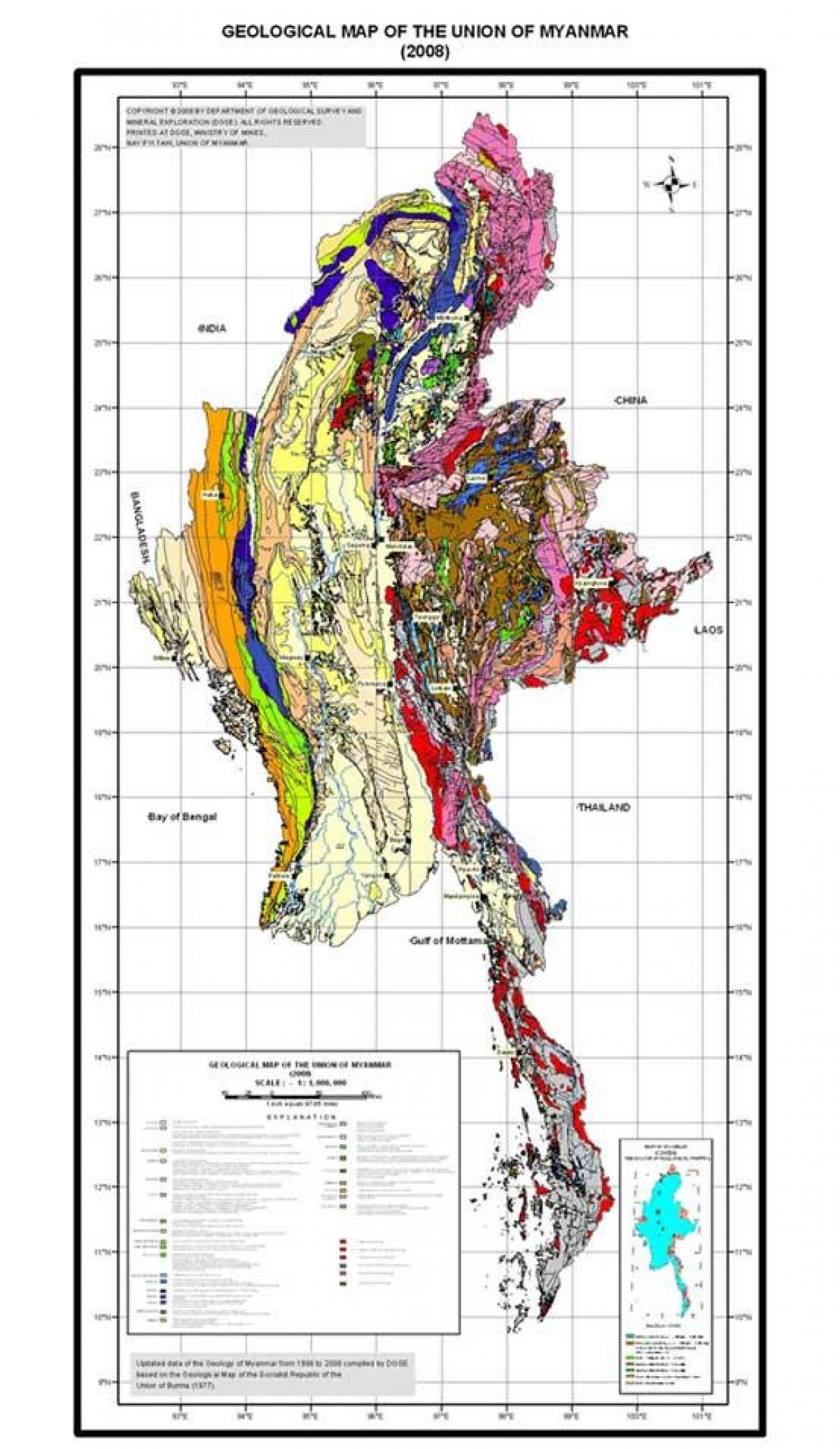Mapa geológico, Myanmar 2008