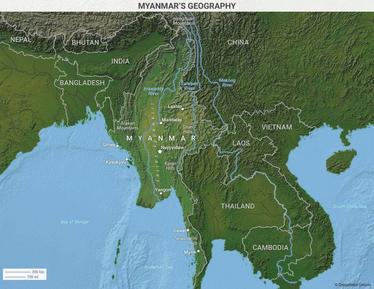 Birmânia geografia mapa