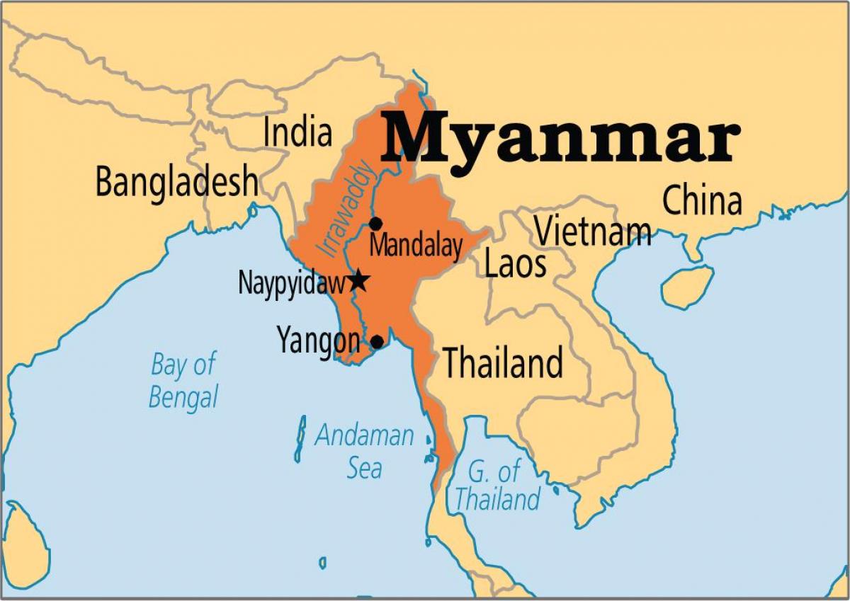 localização de Mianmar no mapa