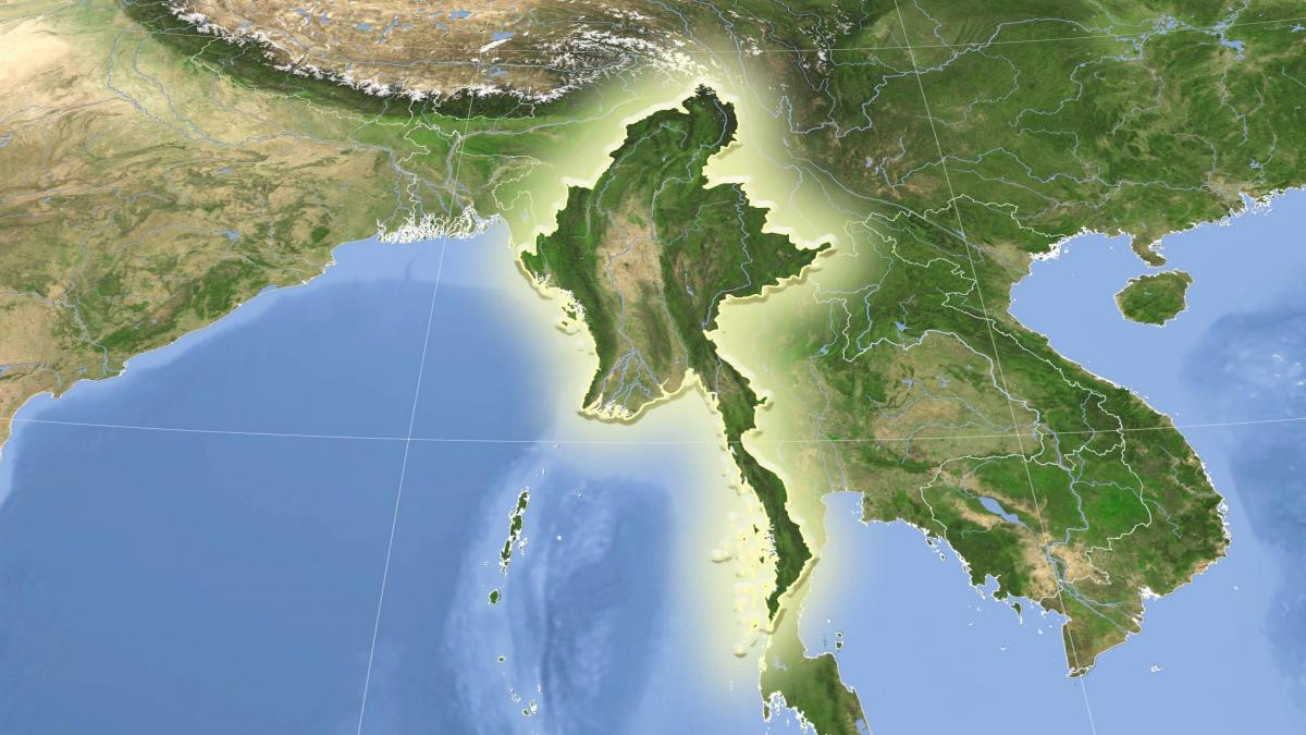 Mianmar mapa de satélite ao vivo