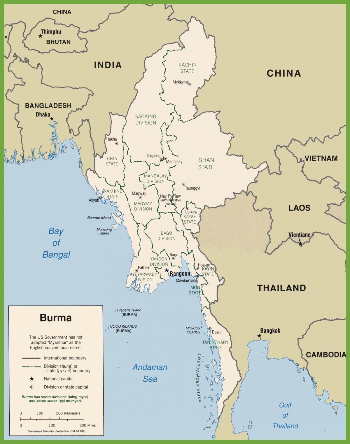 Birmânia mapa político