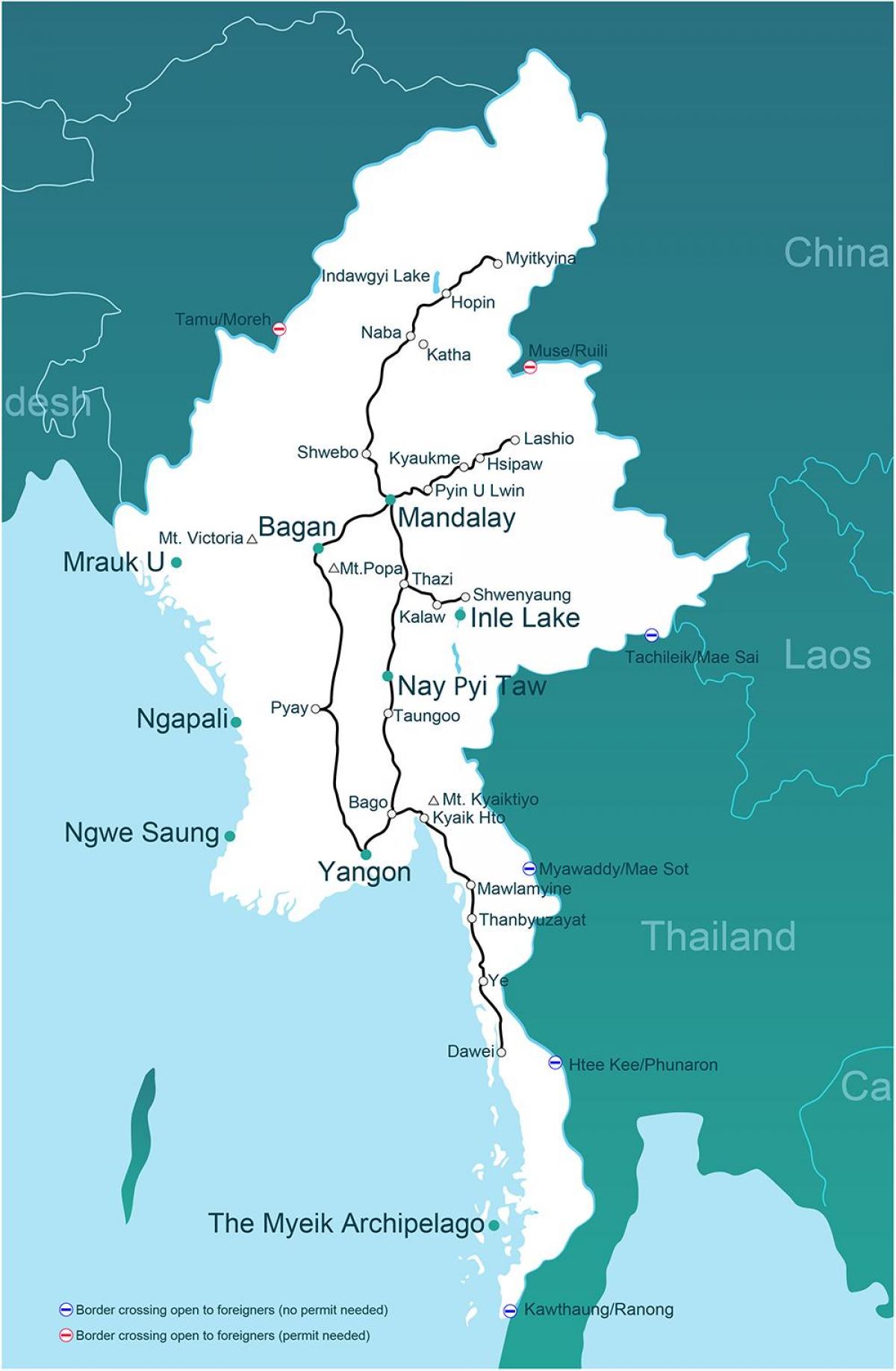 um mapa de Mianmar