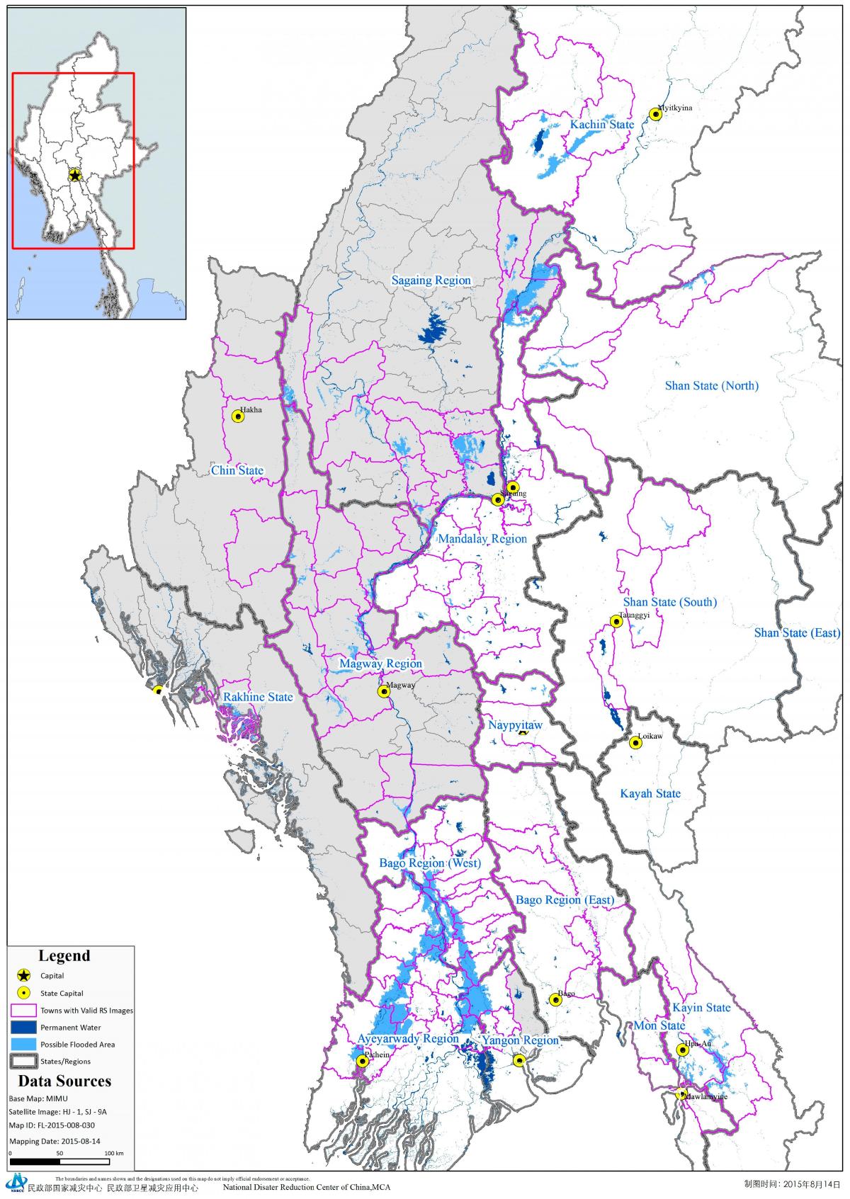 Mapa de mimu Mianmar