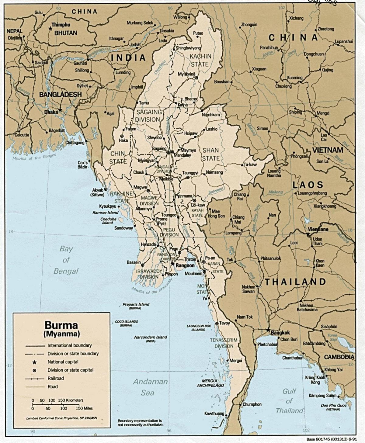 yangon Birmânia mapa