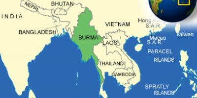 A birmânia ou Myanmar mapa
